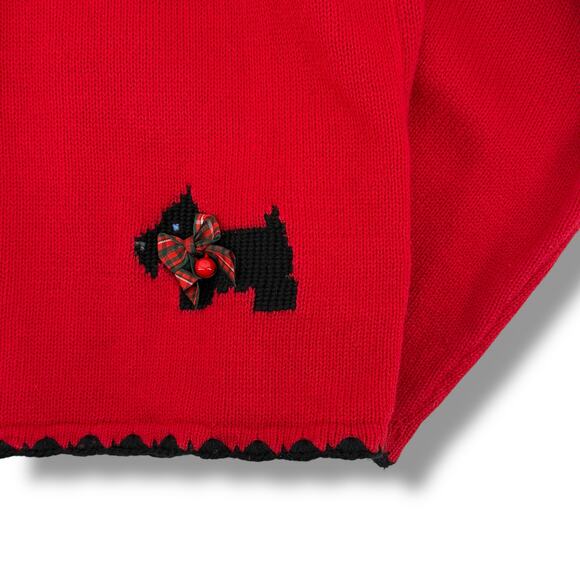 Vtg Marisa Christina Christmas Sweater 2001 Scottie Dog Red Knit Cardigan Size S - Picture 7 of 8